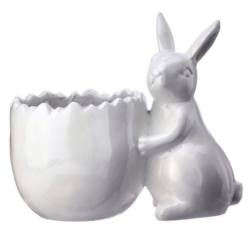 Lapin en résine 7,5 po avec pot à œufs