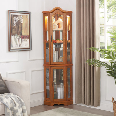 Armoire vitrée pour rangement en coin