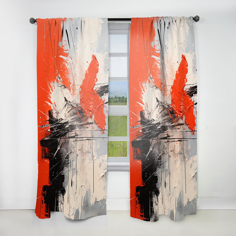 Bradbourne Red And White Chaos Unleashed I - Collages Curtain - Velvet Room Darkening - 1 panel, 52" W x 90" L