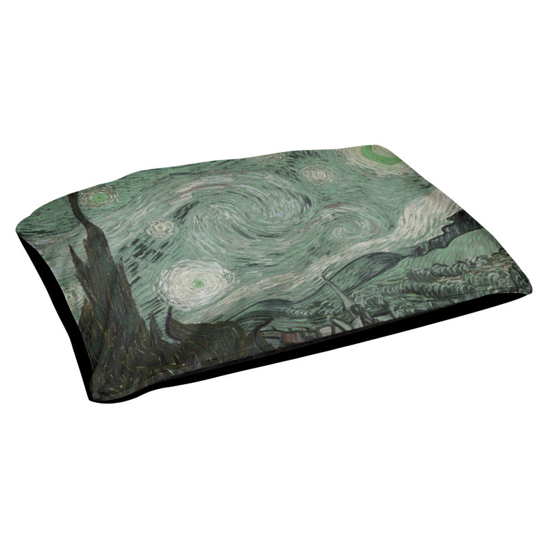 Coussin starry night designer Burk, L 42 po x l 52 po, Vert / Noir