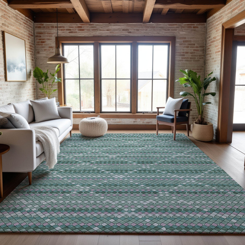 Premium Machine Washable Elize AMF1436 Lattice Rug, Rectangle 10' x 14'