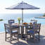 Ensemble de salle à manger de patio 5 pièces en PEHD gris avec table ronde trouée pour parasol et 4 fauteuils
