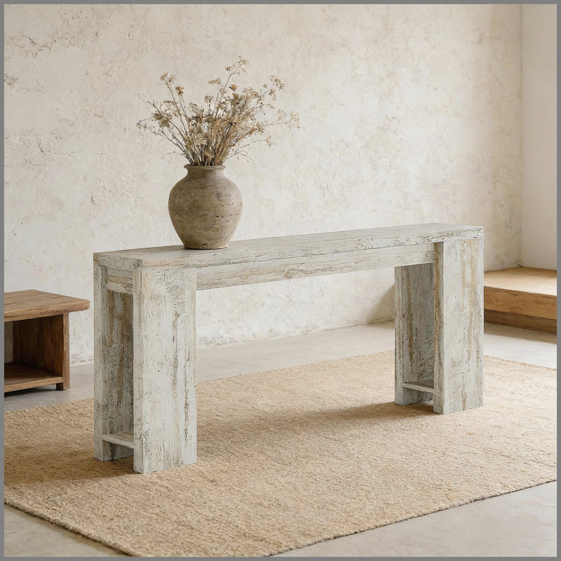 Table d'entrée en bois, console, canapé, Blanc