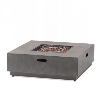 SQUARE Iron Fire Pit with 50,000 BTU, Durable Powder-Coated Frame for Modern Outdoor Heating and Ambiance