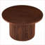 Table basse Mid-Century en placage de bois de noyer avec base en métal, ronde de 27,56 pouces, peu encombrante pour le salon