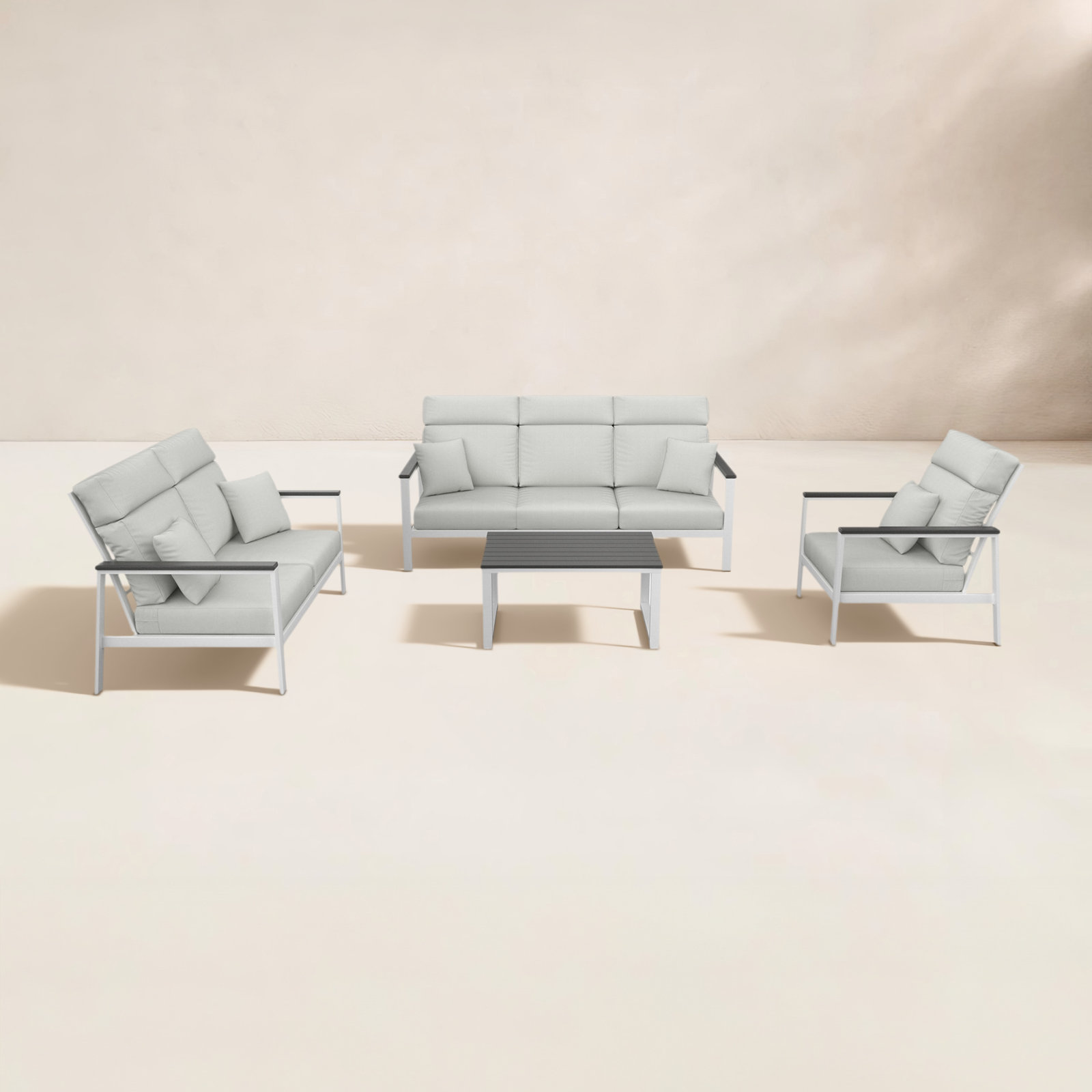 Townsend 6-Person Sunbrella® Patio Seating Group, Canvas White, Gray