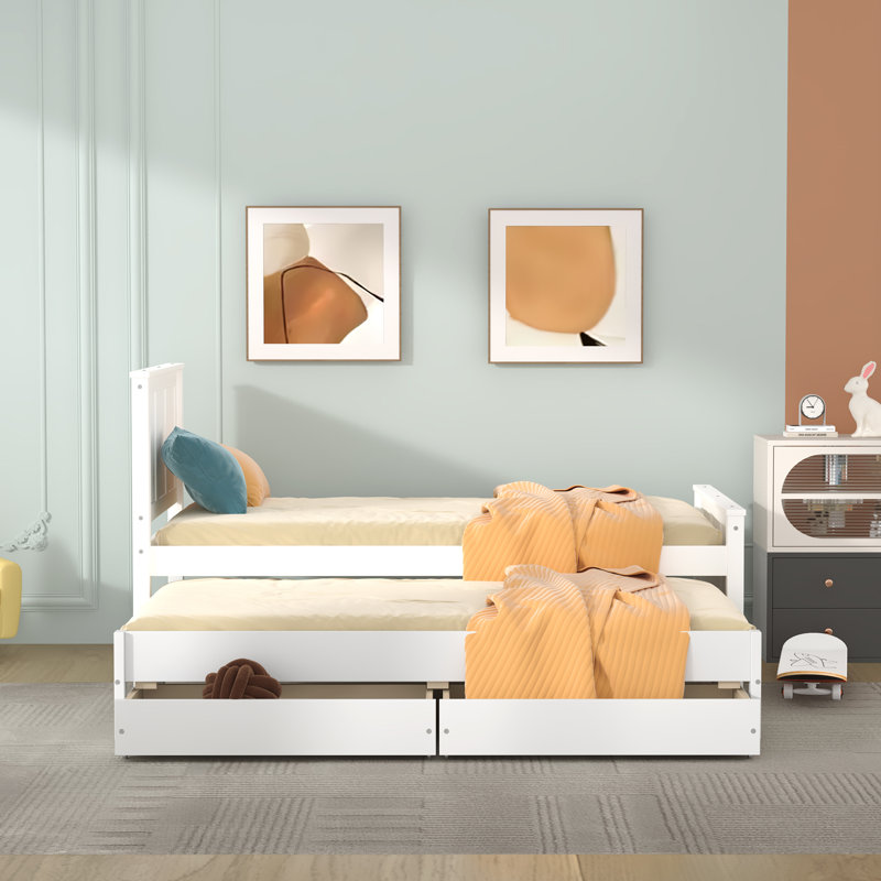 Lit plateforme simple avec rangement, Blanc