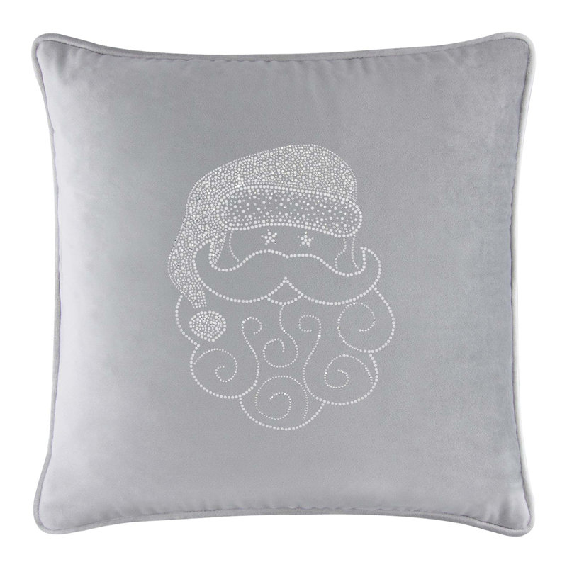 Coussin Sparkles Home Conception de Noël des Fêtes | Insertion de plumes | Lavable à la machine, Carré 20 po, Velvet argent