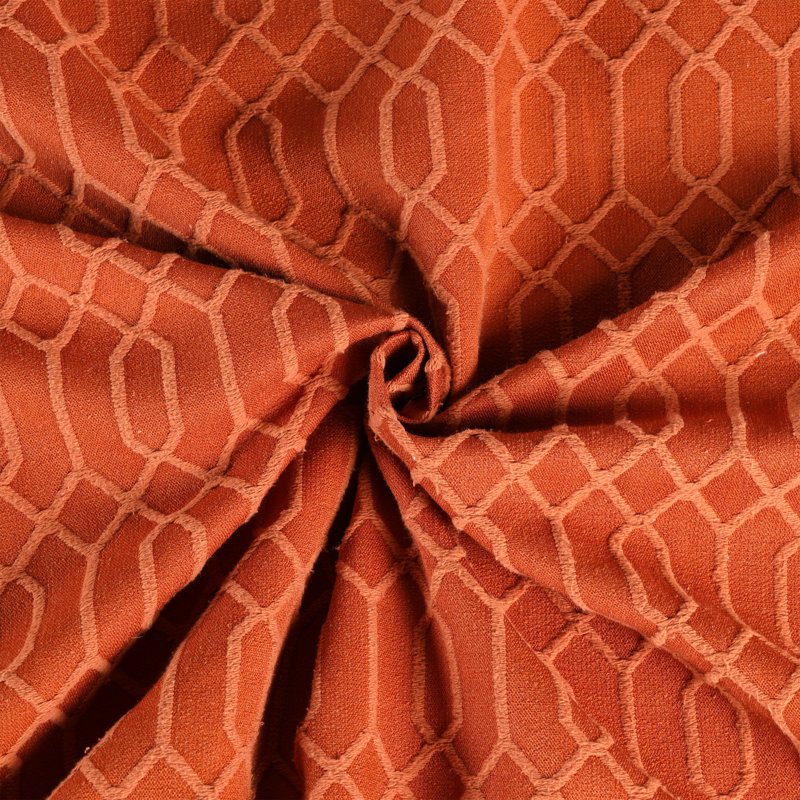 Remi All Season Breathable Jacquard Geometric Fringe Cotton-Poly Blend Bedspread Set With Shams, Full 3Pc Bedspread Set, Rust