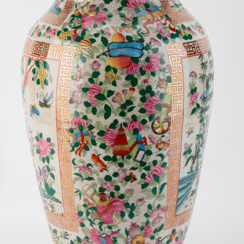 Rose Canton Porcelain Luxury Vase with Bronze Ormolu
