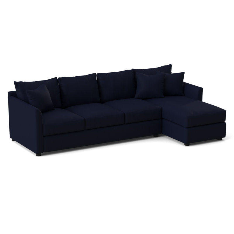 Cecelia Upholstered Sectional, Right Hand Facing, Bella Ink Blue Performance Velvet