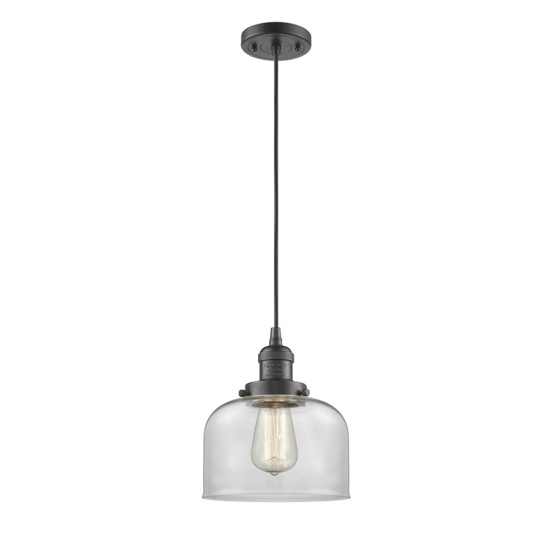 Witherington 1 - Light Single Pendant, Clear, 8.88" H x 7.75" W x 7.75" D, Oil Rubbed Bronze
