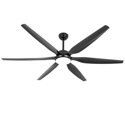 Ventilateur de plafond de 65 pouces avec lumières et télécommande, 6 pales, réversible, moteur à courant continu silencieux à 6 vitesses, grand ventilateur de plafond noir pour intérieur / extérieur / chambre à coucher / patio / maison de campagne