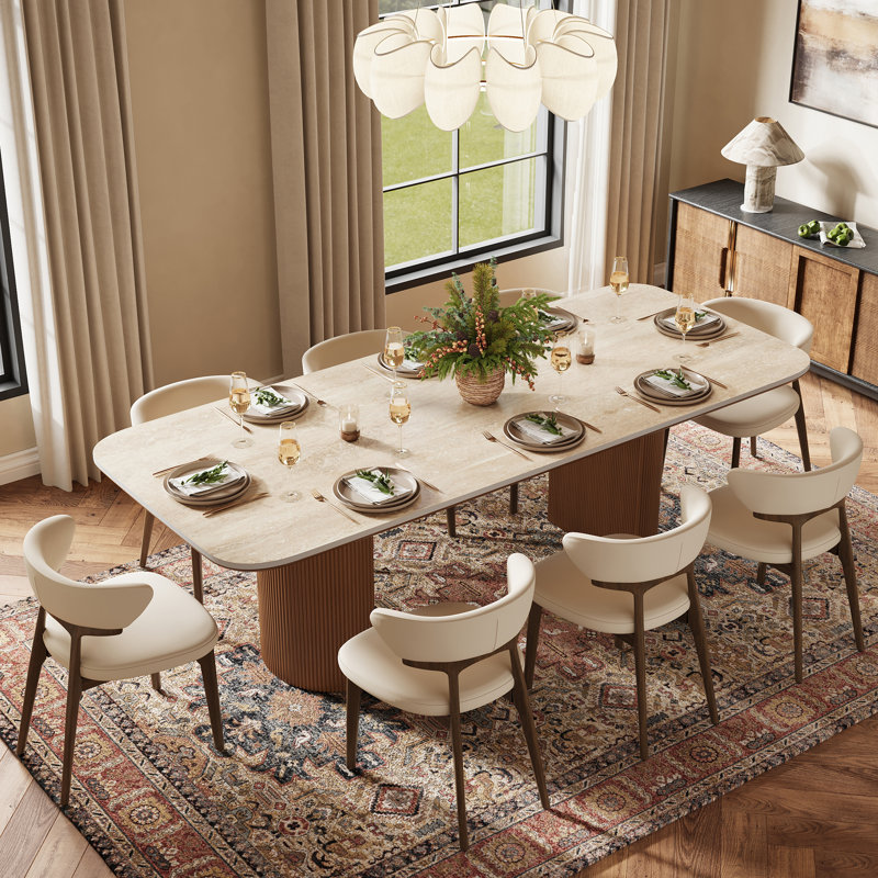 78.7"Modern Rectangular Dining Table Sets, Sintered Stone Dining Table with 8 Not Assembled Dining Chairs
