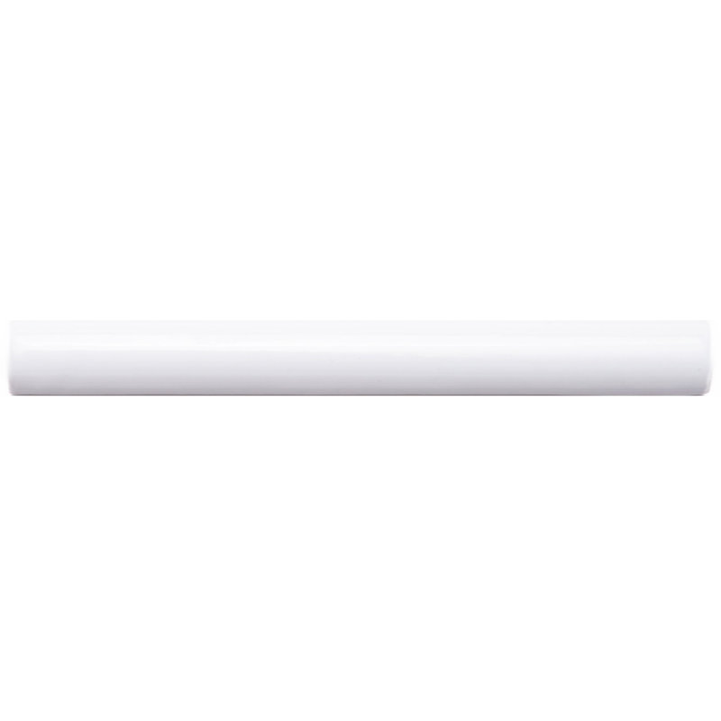 White Ceramic Round Pencil Tile Trim, 6'' Length