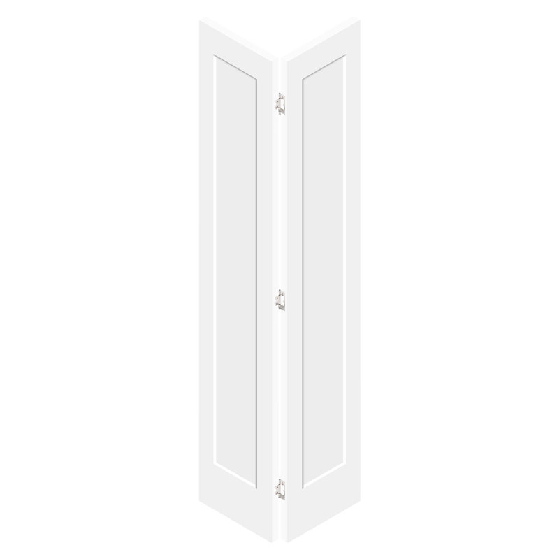 1-3/8" Thickness Solid Core White Shaker Bi-fold Door With Hardware Set For Closet, 36" x 80"