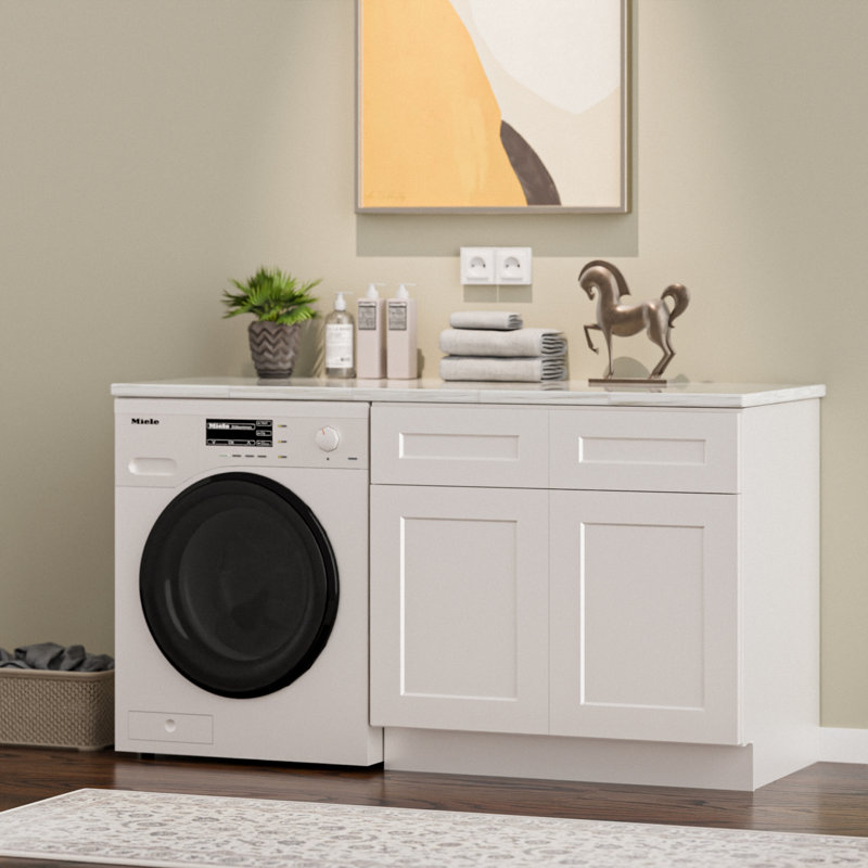 Armoire à évier en bois 36 po - blanc, 24 po de profondeur, armoire à 2 portes prête à assembler (RTA) pour la cuisine ou la salle de bain (comptoir non inclus)