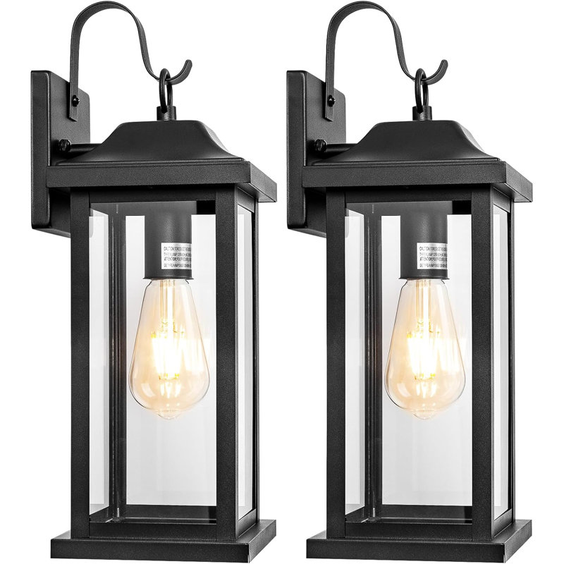 2-Pack 17 Inch Large Outdoor Light Fixtures, Exterior Vintage Outdoor Wall Sconces IP65 Waterproof Anti-Rust, Porch Lights With Clear Glass Outside Rustic Wall Lanterns E26 Bulb Base