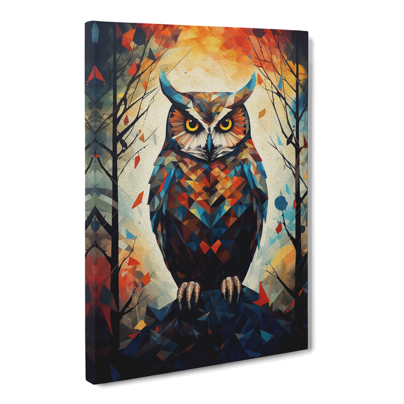 Owl Geometric No.2 - Wrapped Canvas, 60cm H x 40cm W x 3cm D