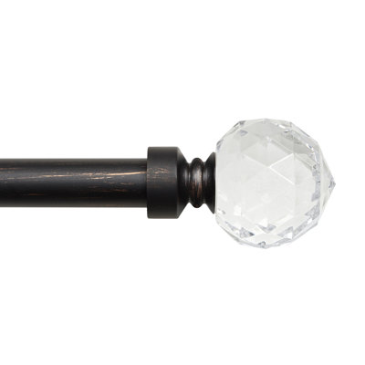 Exclusive Home Crystal Ball 1" Curtain Rod and Coordinating Finial Set, Adjustable
