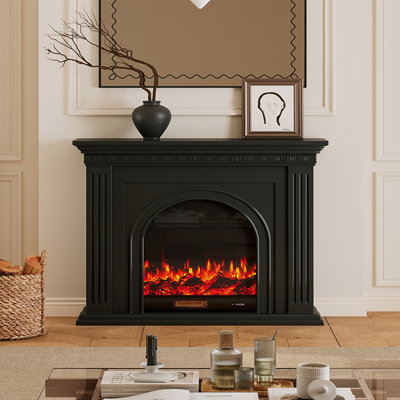 French carved electric fireplace TV stand