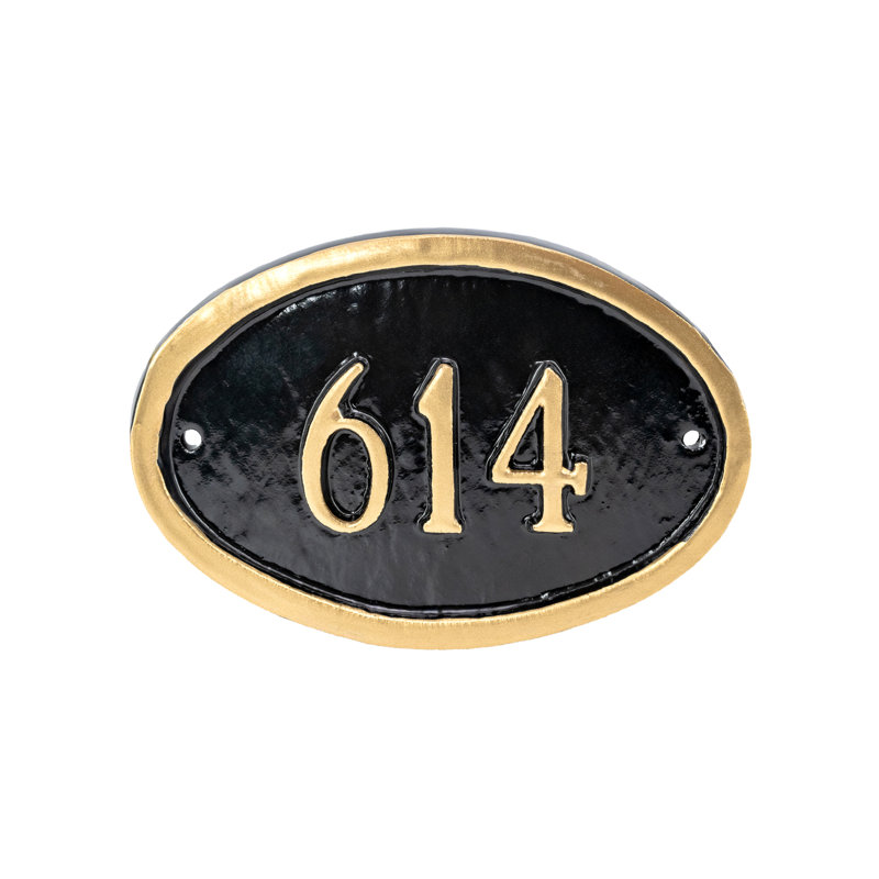Classic Oval Address Plaque, Yes, Black/Gold