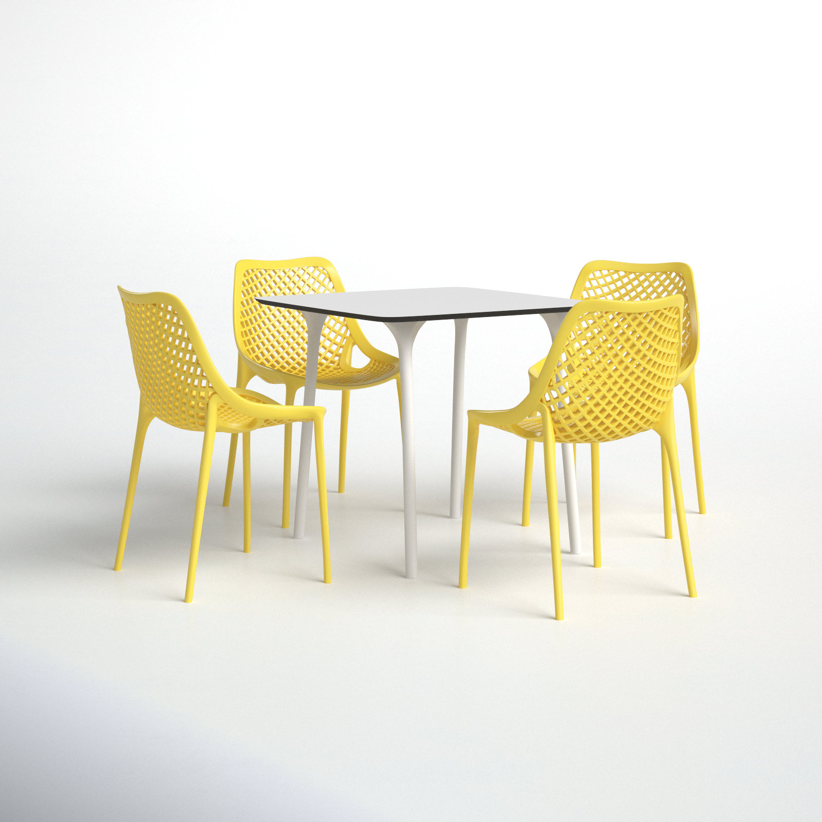 Farrah 31" Patio Dining Set, White-Yellow
