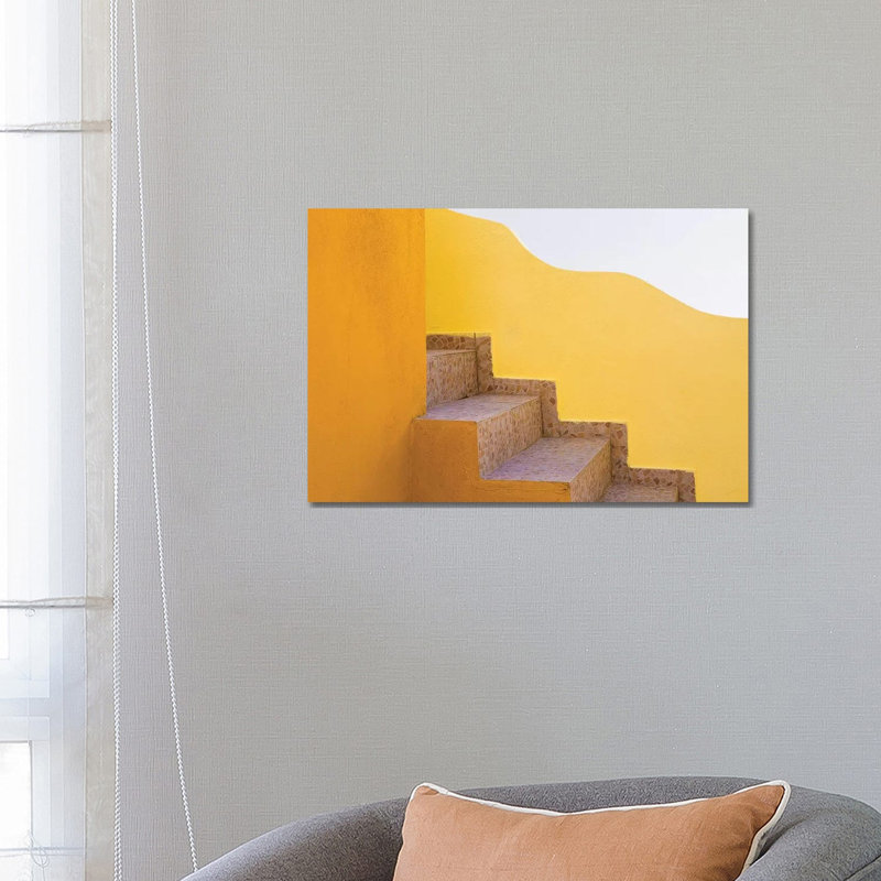 Greece, Santorini. Stairs and Building Shapes. 1 Piece Wrapped Canvas Wall Art, 66.04 cm H x 45.72 cm W
