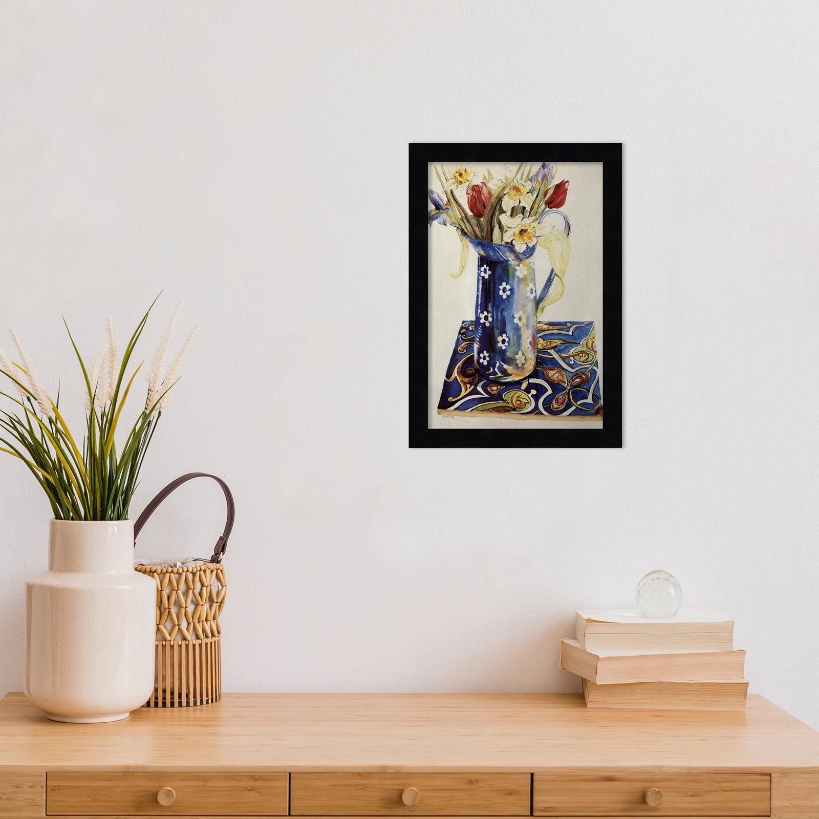 Tulips by Thewsey Joan, 13" H x 9" W x 1" D, Black