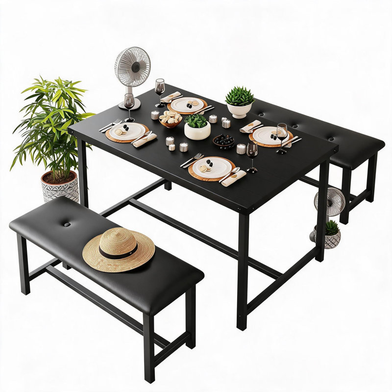 4 -Person Dining Set, Black