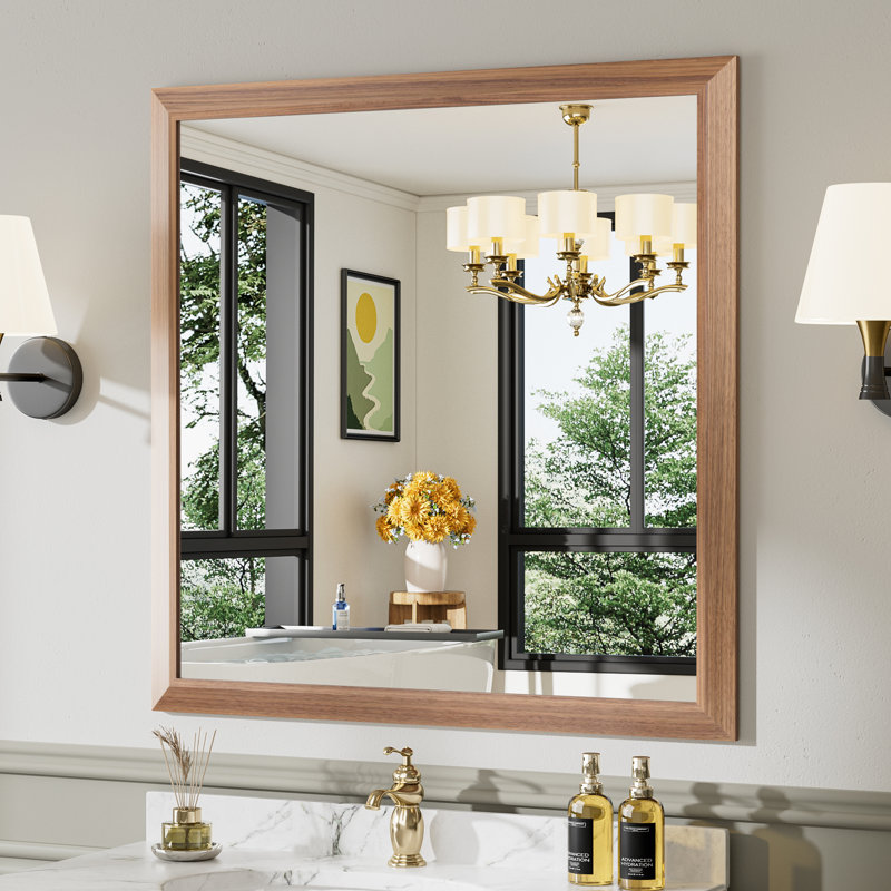 Miroirs de salle de bain modernes et contemporains en métal biseauté rectangulaire / carré avec verre trempé HD, Carrée