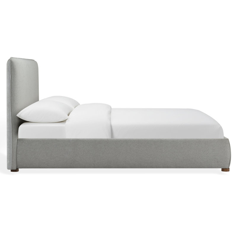 Callahan Upholstered Platform Bed, King, Light Gray Linen