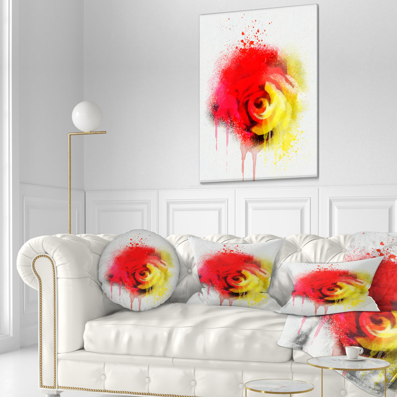 Coussin lombaire rose aquarelle flowerswork magnifique