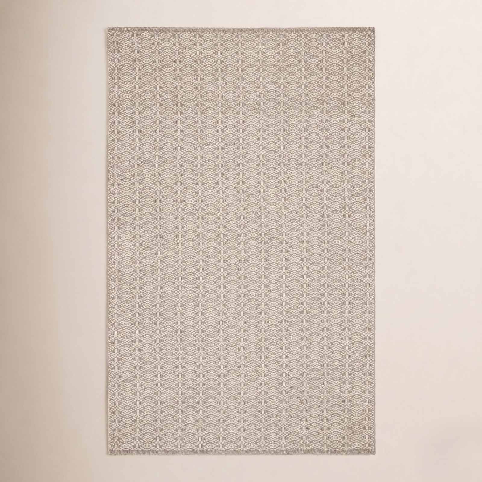 Grey Hand-Woven Geometric Cotton Rug, Runner 2'6" x 8'