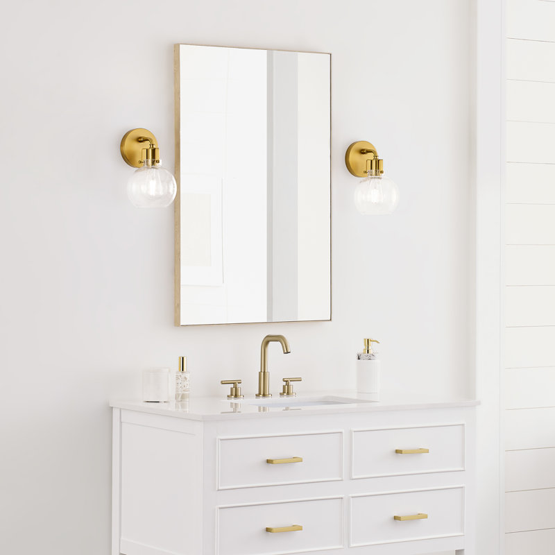 Byrne Steel Armed Sconce, Burnished Brass