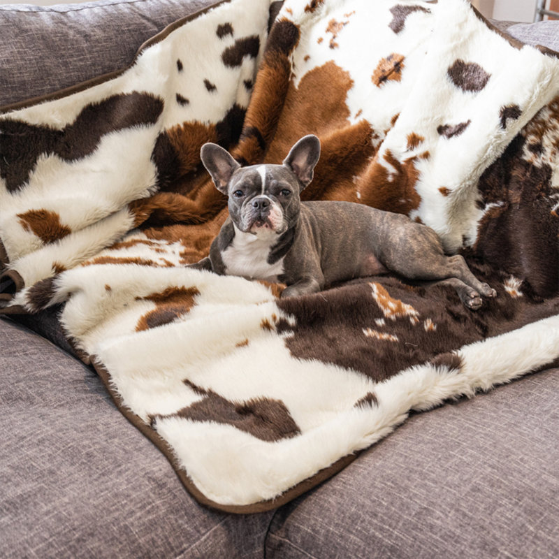 PupProtector Waterproof Throw Blanket, 80" x 62", Brown Cowhide