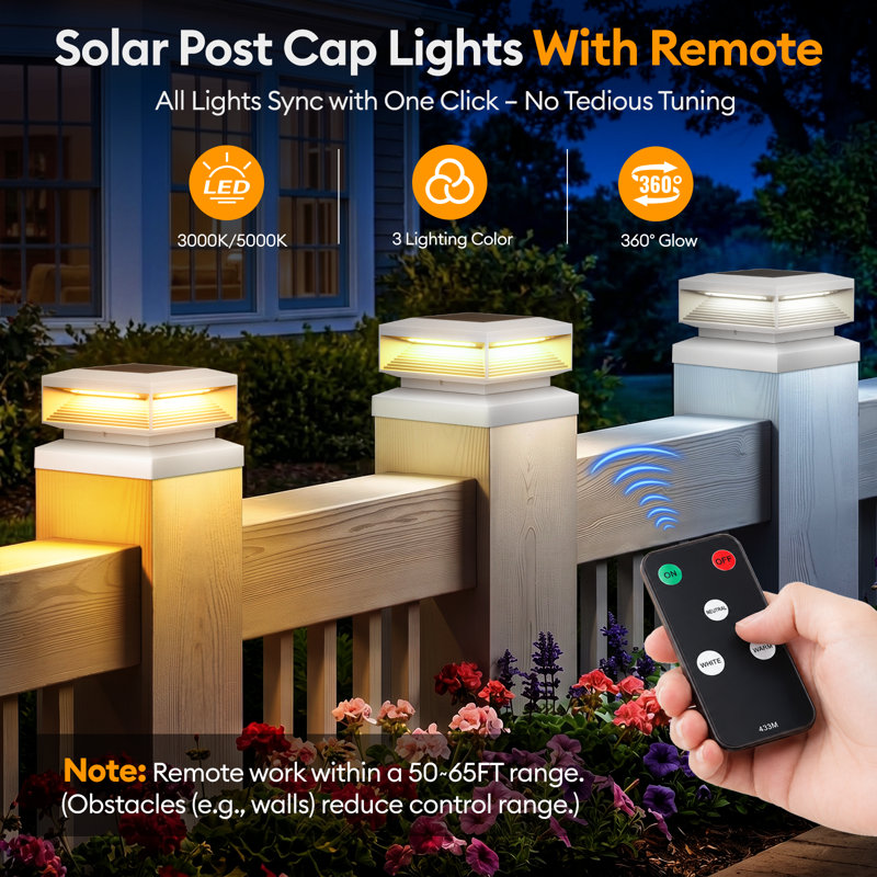 Solar Powered Fence Post Cap Light 3.5 In. X 3.5 In. Pack