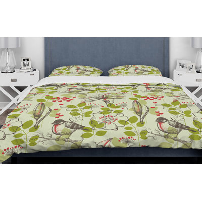 Ensemble de housse de couette designart petites oiseaux et lilies et little hearts