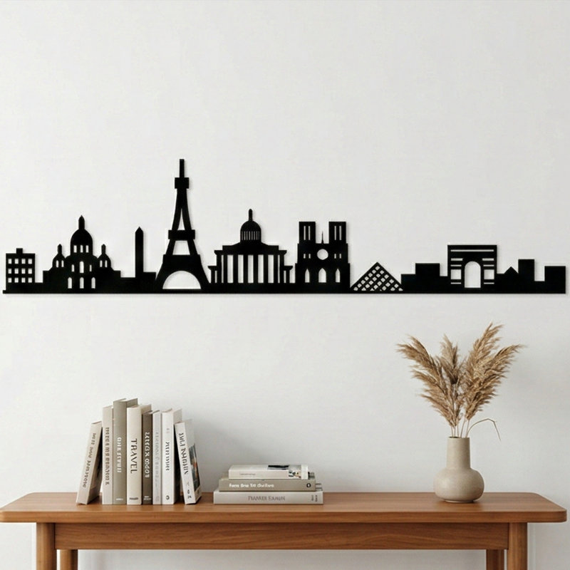Décoration murale panoramique en métal Paris City Silhouette