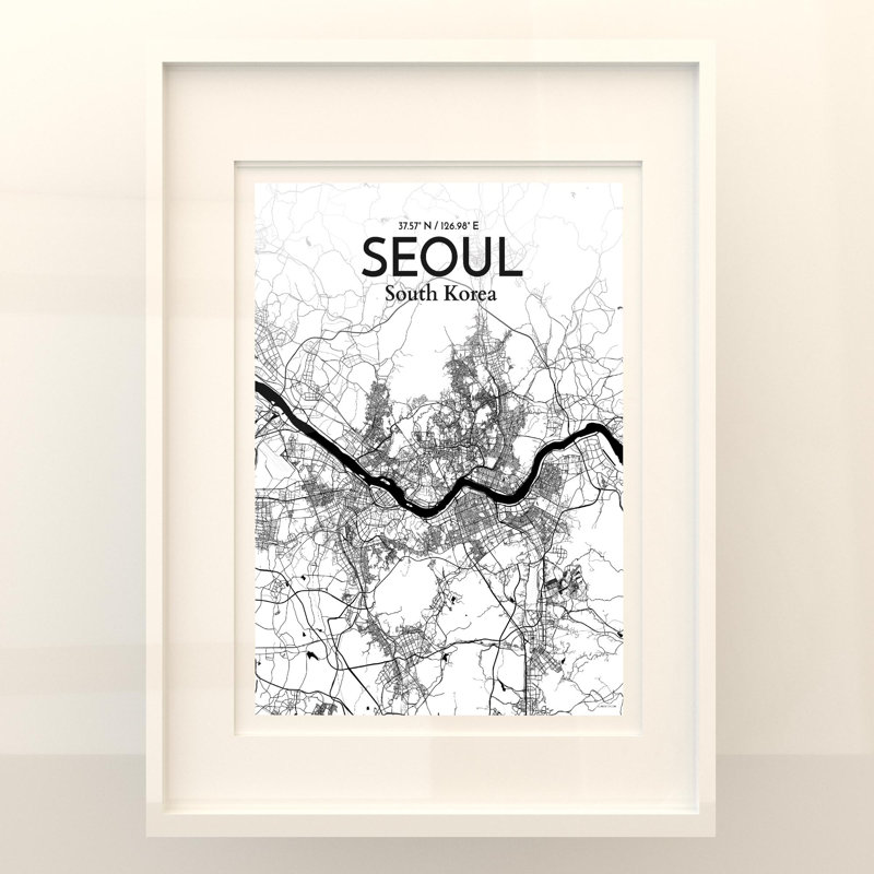 Seoul City Map In Ink - No Frame Print, 24cm H x 18cm W x 0.05cm D