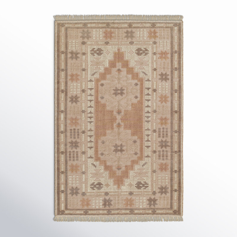 Damaris Oriental Handmade Flatweave Wool/Cotton Area Rug in Orange/Brown, Rectangle 8' x 10'