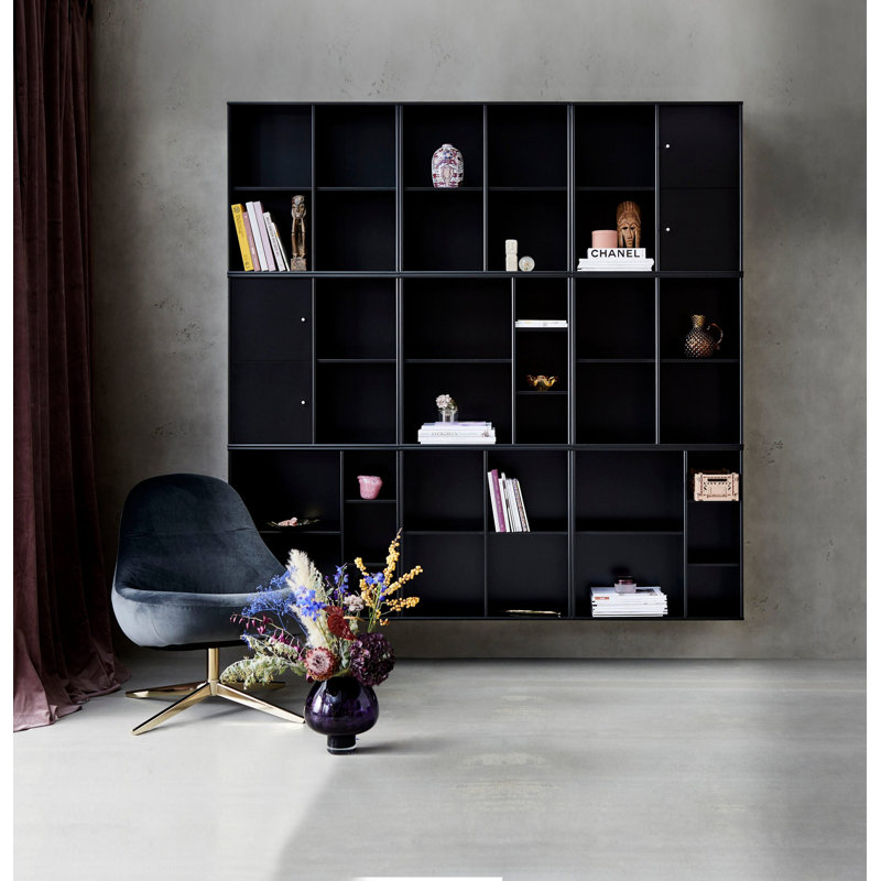 Mistral Kubus 69cm H x 69cm W Geometric Bookcase, Black, 69cm H x 69cm W x 27cm D