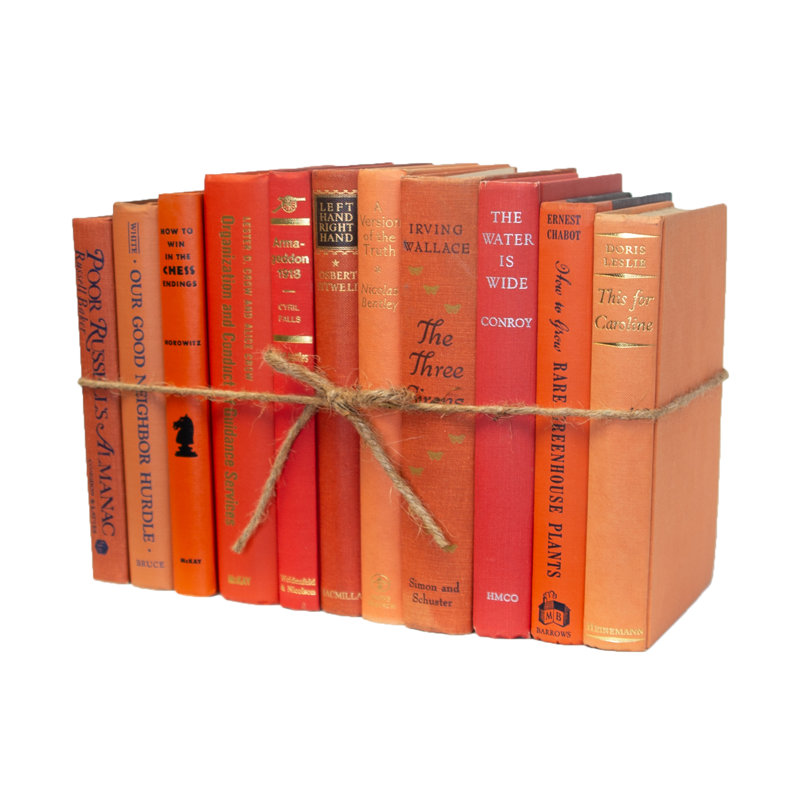 Livres décoratifs - Ensemble de livres d'agrumes rétro - 1 pied de livres oranges