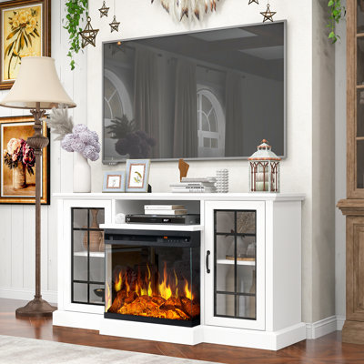 3-Sided Glass Fireplace TV Stand by Millwood Pines