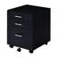 Armoire mobile rectangulaire, 3 tiroirs, noir et, plateau de 15 mm, assemblé, 5 roulettes, convient à un espace de travail pour le bureau