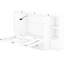Grand lit blanc avec rangement, tablettes et tiroirs pratiques