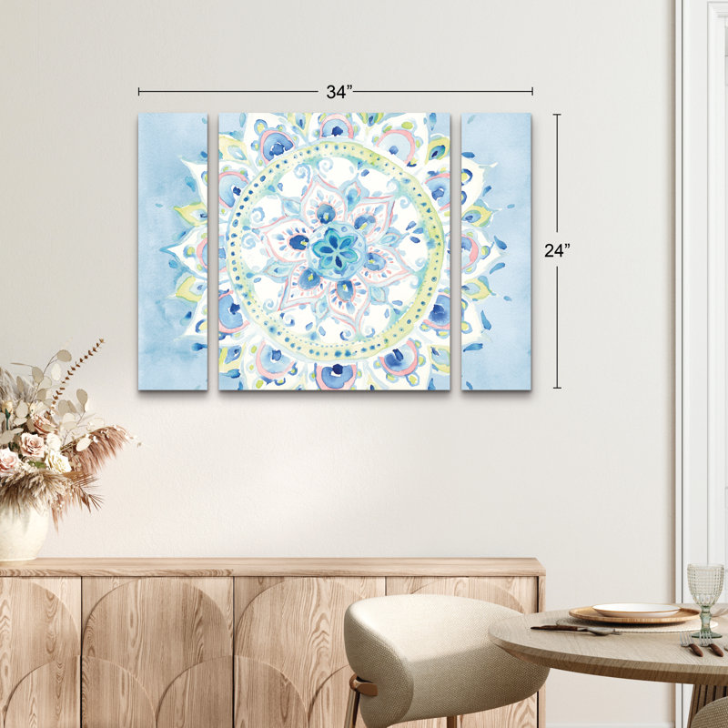 Ensemble de 3 panneaux muraux - Danhui Nai «Jaipur VIII», art mural sur toile pour le salon, la chambre à coucher ou le bureau 