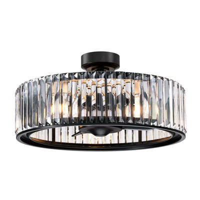 Amundson 25.3" Crystal Caged Ceiling Fan with Remote Control and Light Kit