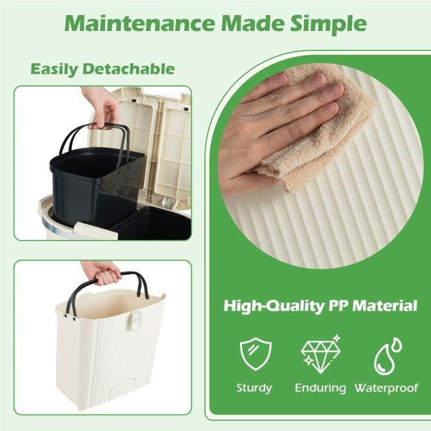 Plastic Waste Bin, Beige
