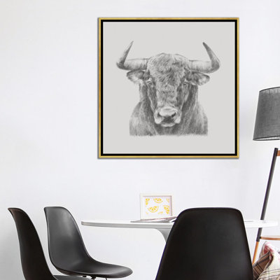 « Black & White Bull » par Ethan Harper, reproduction d’art sur toile